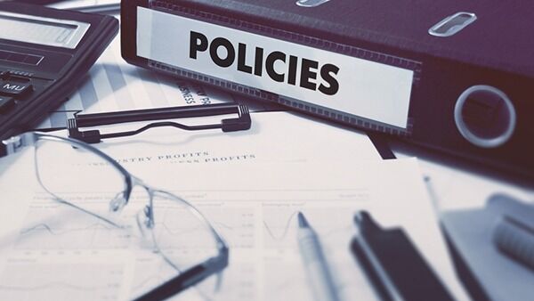 Policies image concept. A strong IT security policy is needed to be followed at all times to deter cybercrime.