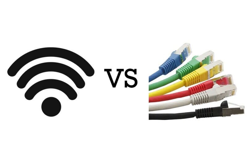 What is the difference between WiFi and ethernet concept image.