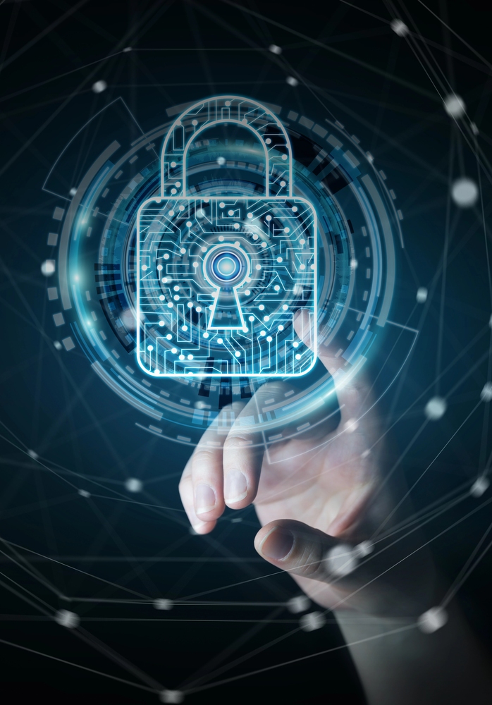Padlock icon on network concept image for network penetration testing