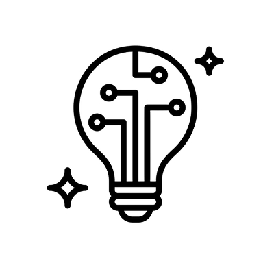 Light bulb with circuit lines, representing innovation and strategy