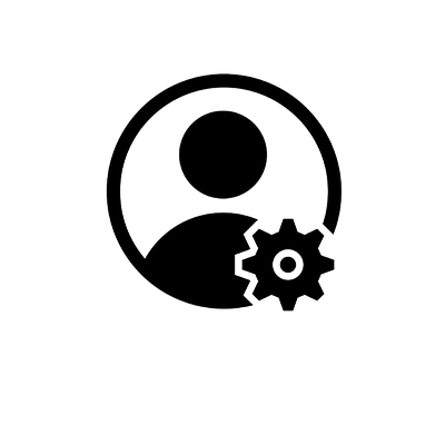 Employee with a gear icon, symbolizing skill development