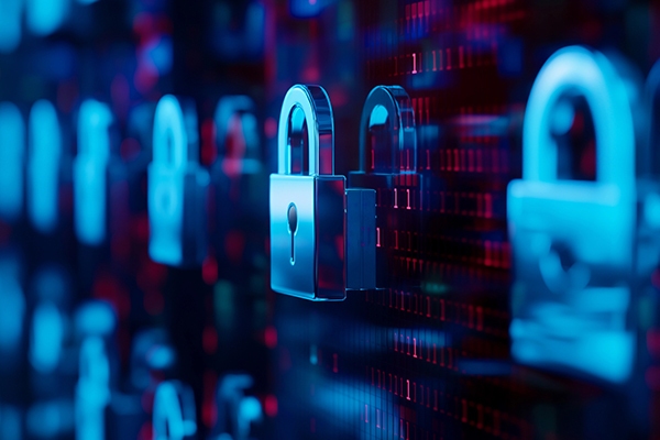 Secure digital lock icon over a network background representing IT security in Singapore