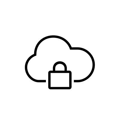 secure cloud with a padlock icon inside