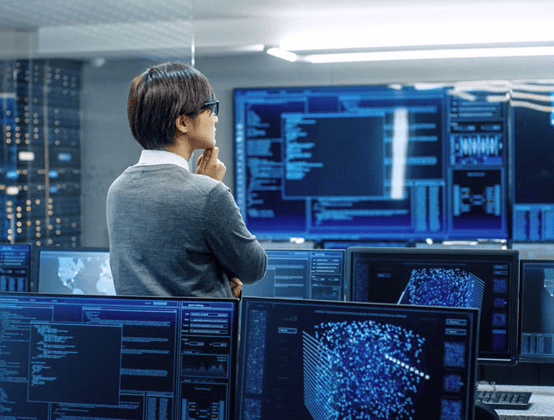 Business professional presenting cloud technology concept in an office, highlighting Singapore Azure cloud services with a collaborative team.