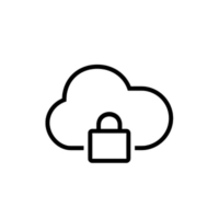 secure cloud with a padlock icon inside