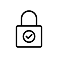 Icon of a padlock with a checkmark representing secure and confidential cybersecurity services