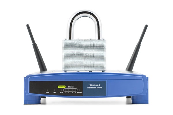 How to Secure Business Wi-Fi? 3 Padlock above router concept image shows to keep router access secured for your business.
