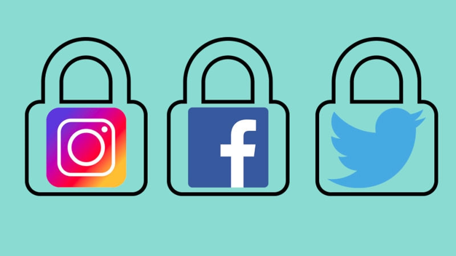 Why Password Security Is Important 3 Social media icons inside padlocks concept to show that you need to protect your social media accounts from hackers.