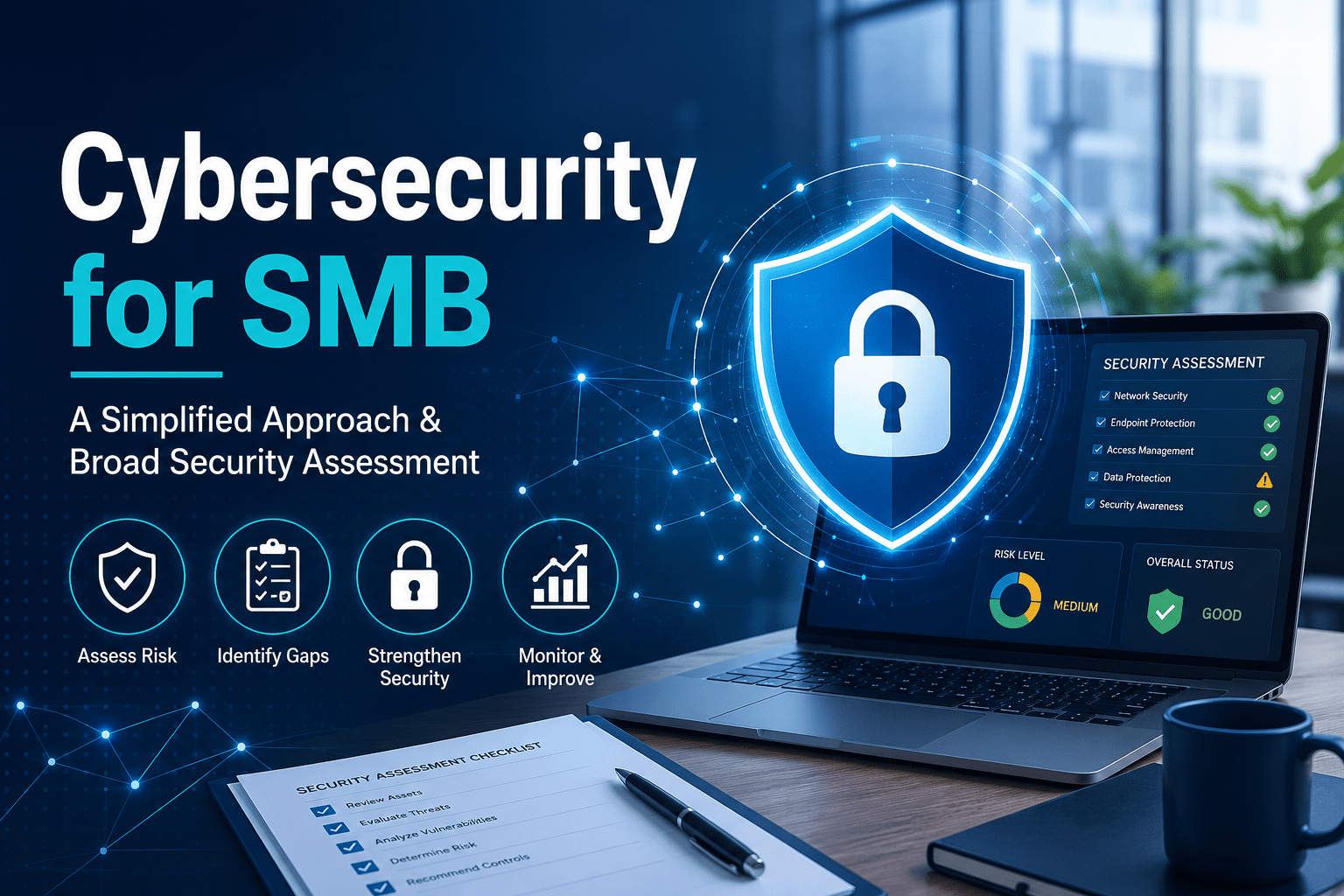 Conceptual image showing cybersecurity for smb