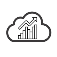 Bar chart with an upward trend and a cloud. Bar chart with an upward trend and a cloud.