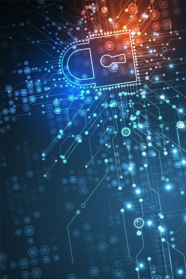 Padlock icon on network concept image for cybersecurity