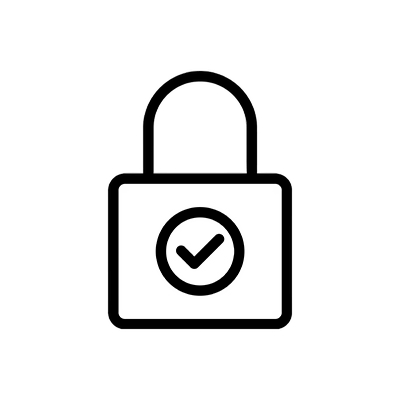 Icon of a padlock with a checkmark representing secure and confidential cybersecurity services